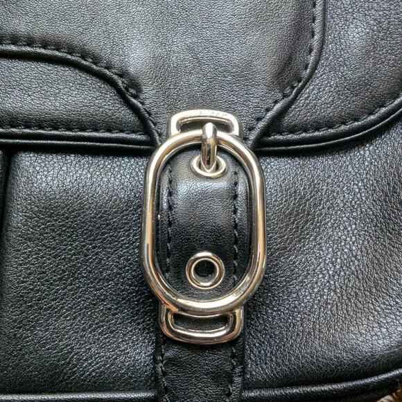 COLE HAAN ALEXA BLACK LEATHER BAGUETTE BUCKLE SHOULDER BAG - Picture 3 of 12